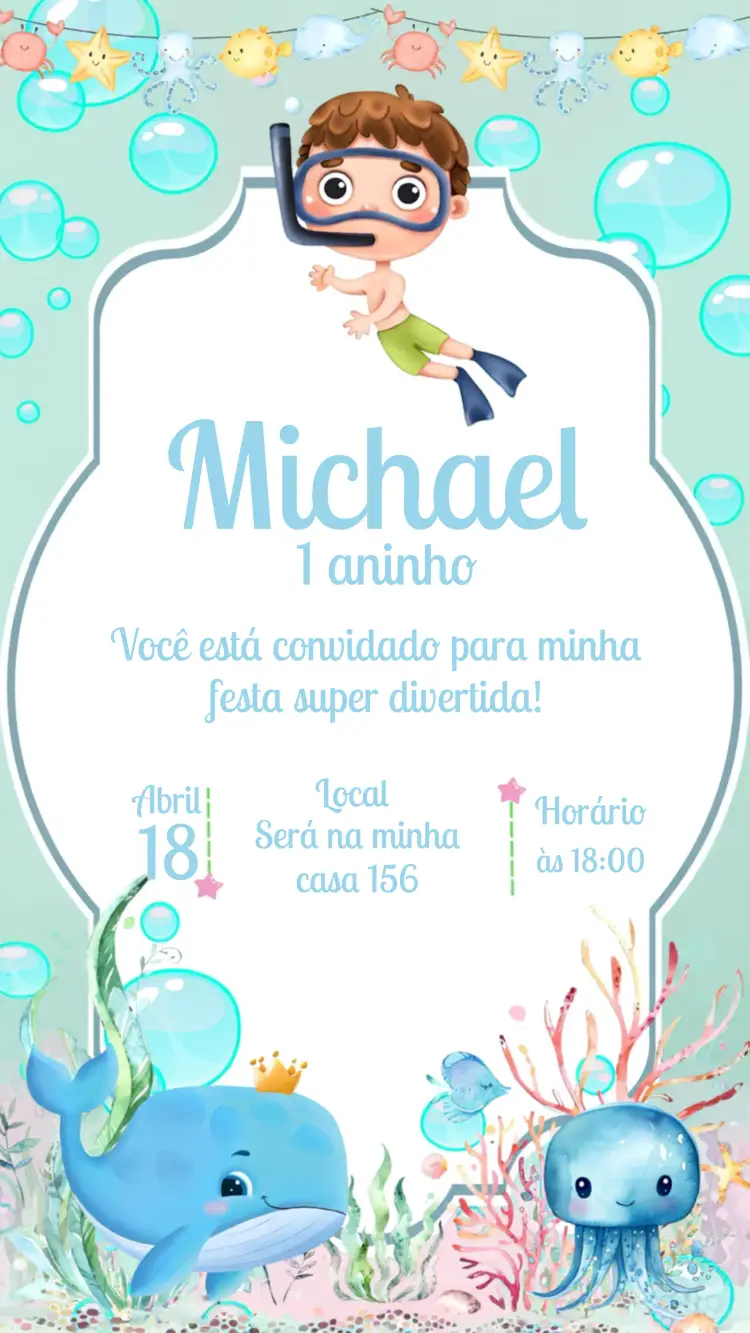 Convite Fundo Do Mar Polvo