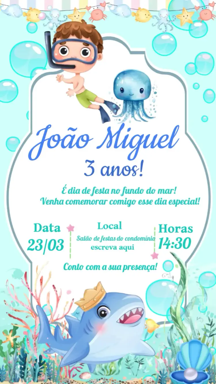 Convite Fundo Do Mar Polvo