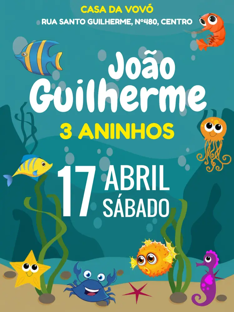Convite Fundo Do Mar Estrela