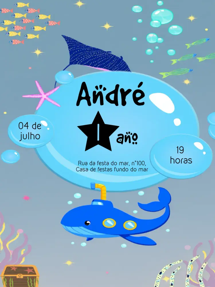 Convite Fundo Do Mar Vermelho