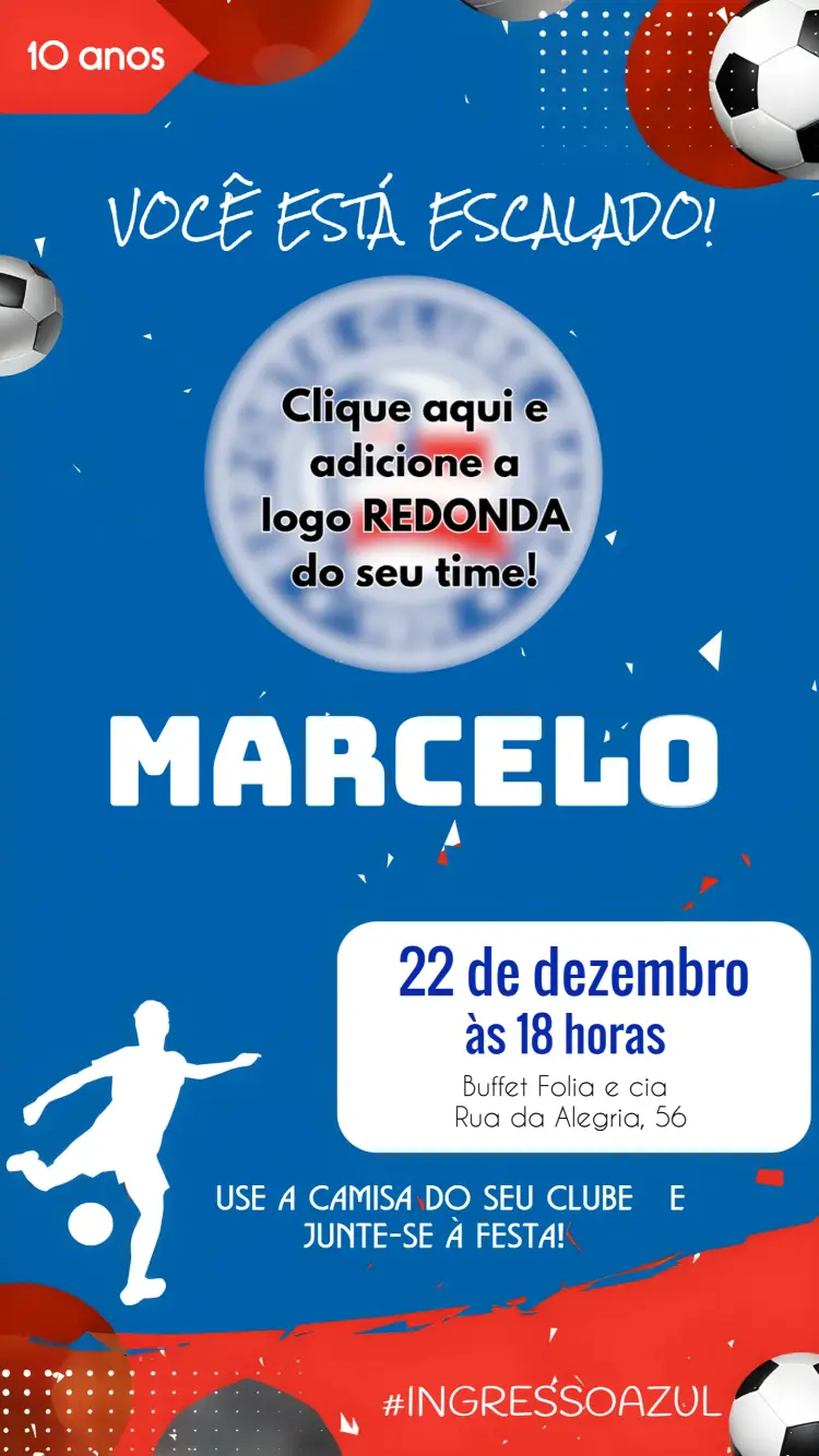 Convite Futebol Azul
