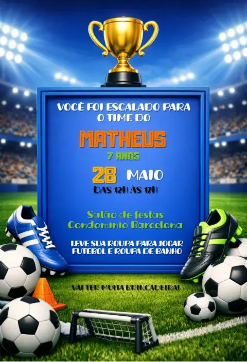 Convite Futebol Copa do Mundo