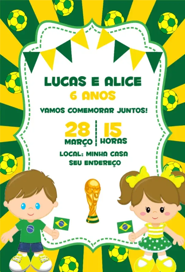 Convite Futebol menino e menina 1