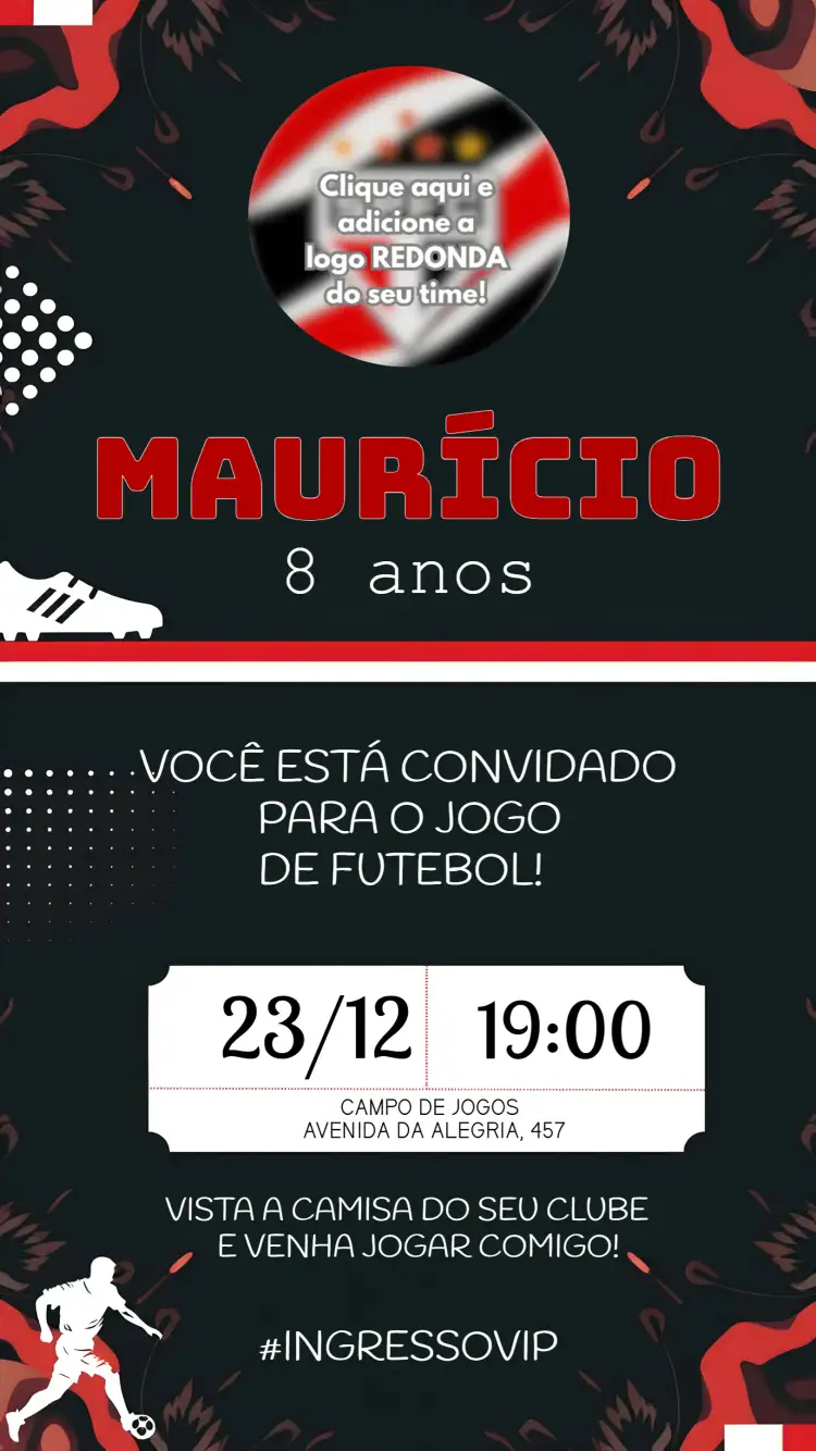 Convite Futebol Paulista – tema Datas Comemorativas futebol, tricolor, moderno, dinâmico, vibrante, esportivo