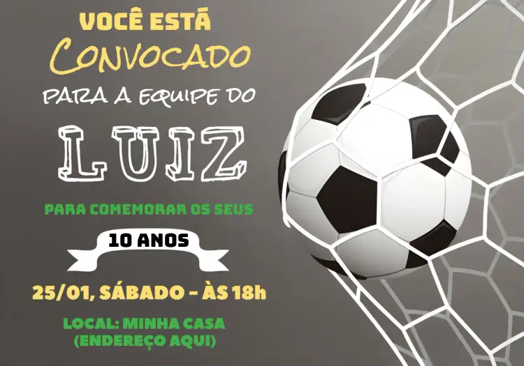 Convite Futebol Verde – tema Aniversário Infantil futebol, verde, preto, lúdico, divertido, temático