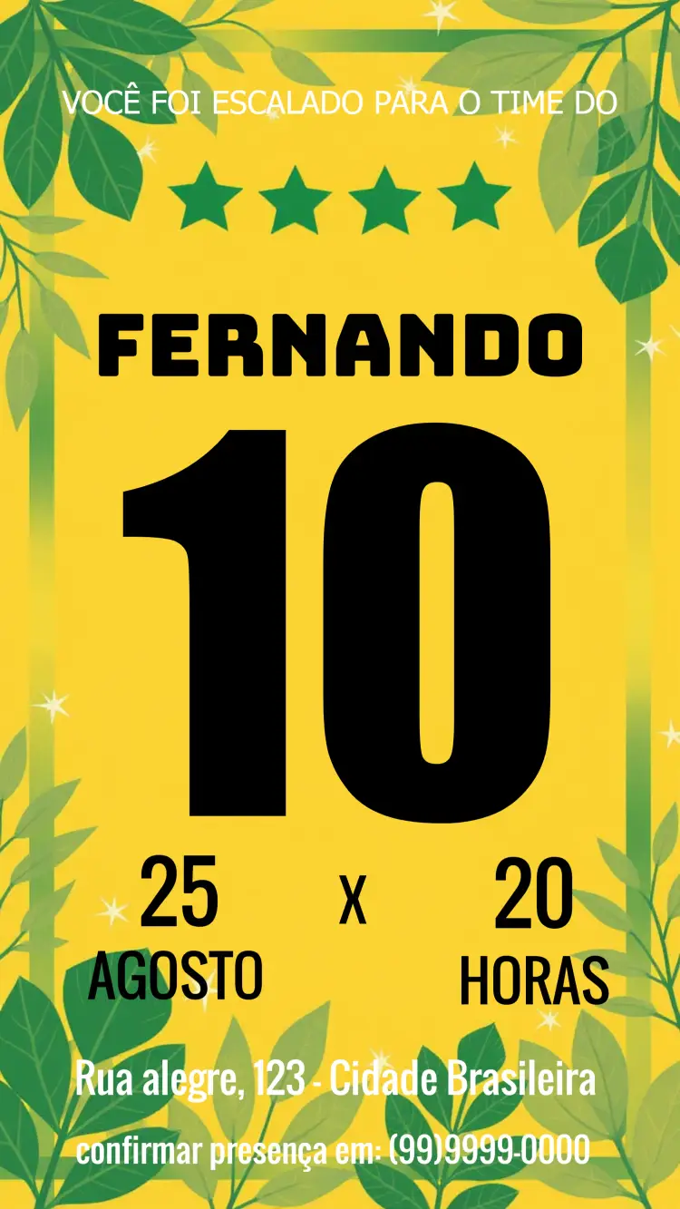 Convite Futebol Verde E Amarelo 10