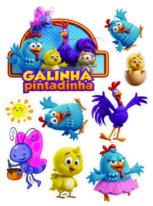 Convite Galinha Pintadinha – tema Topo de bolo colorido, divertido, infantil, ilustrativo, temático