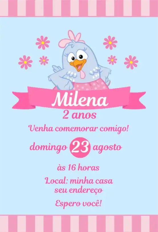 Convite Galinha Pintadinha 3 – tema Aniversário colorido, divertido, infantil, temático, alegre