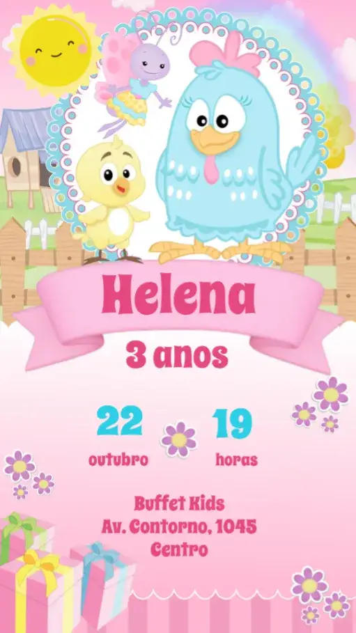 Convite Galinha Pintadinha – tema Aniversário Infantil colorido, divertido, infantil, candy, animado, temático