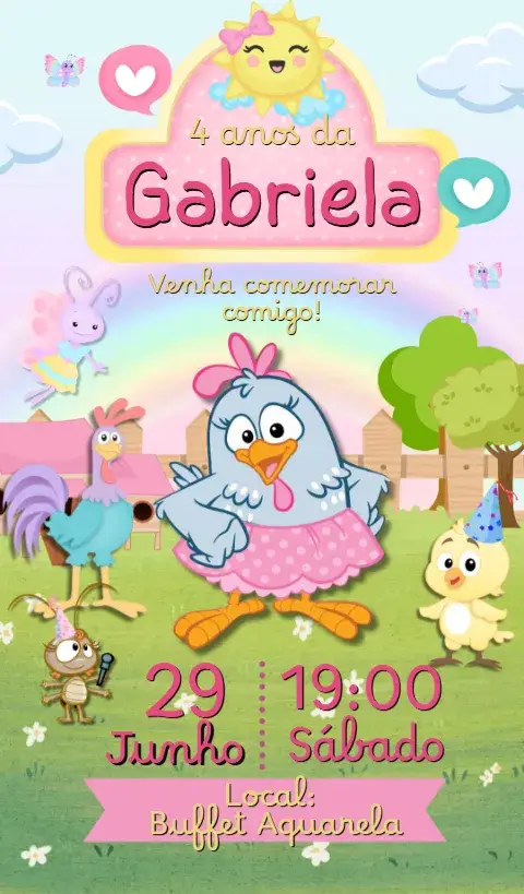 Convite Galinha Pintadinha Rosa