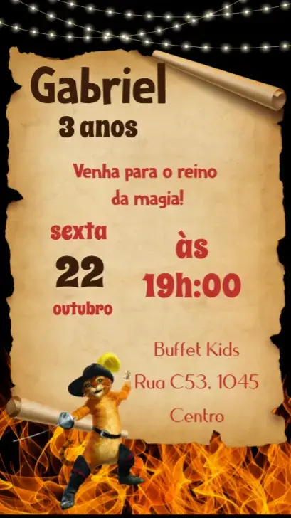 Convite Gato de Botas