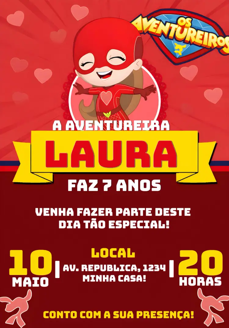 Convite Gi Aventureira Luccas