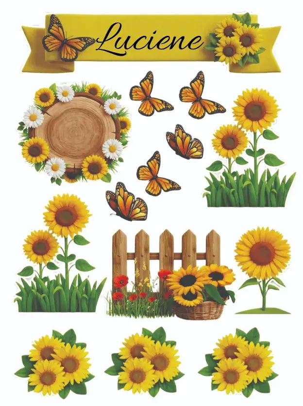 Convite Girassol – tema Topo de bolo floral, colorido, vibrante, alegre, moderno
