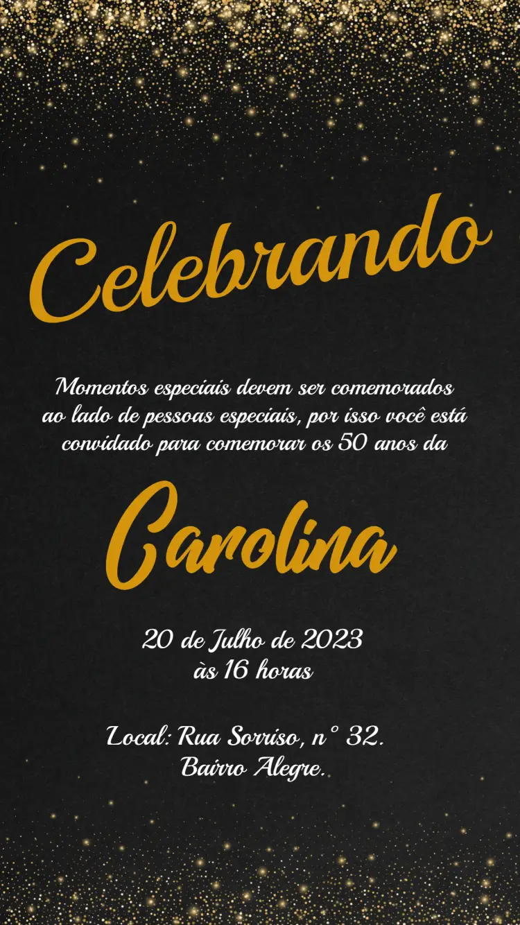 Convite Glitter 40 editável e personalizável