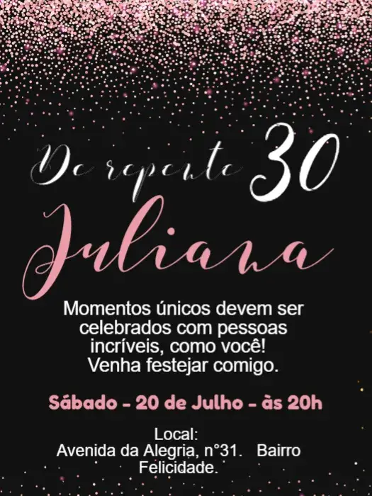 Convite Glitter De Repente 30