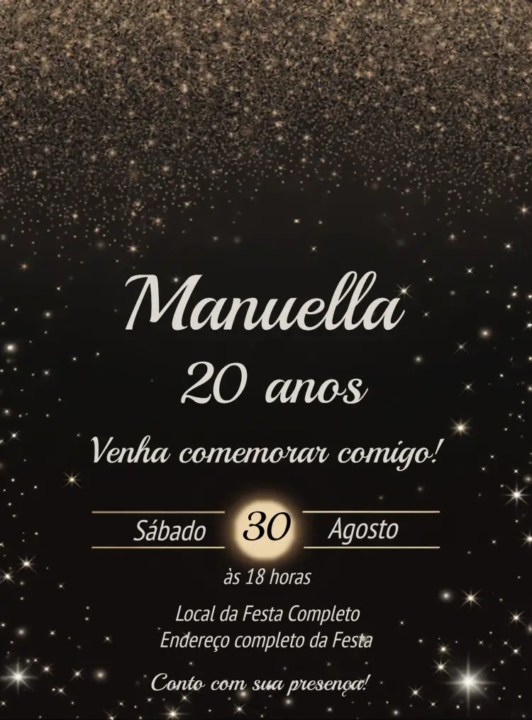 Convite Glitter Prata Brilho