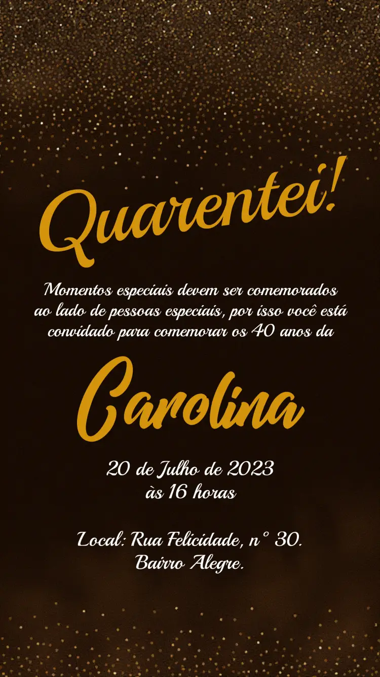 Convite Glitter Quarentei
