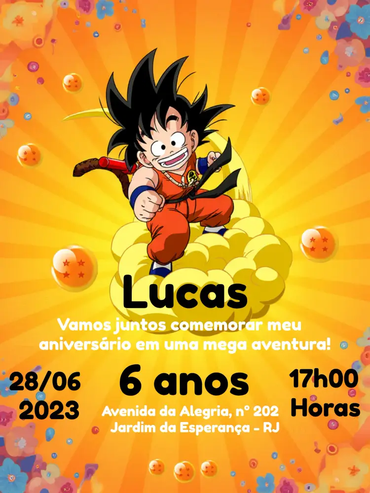 Convite Goku Esferas