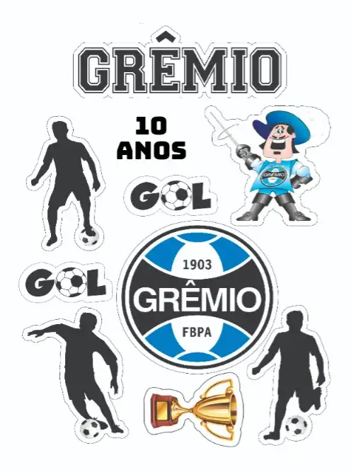 Convite Grêmio – tema Topo de bolo futebol, esporte, Grêmio
