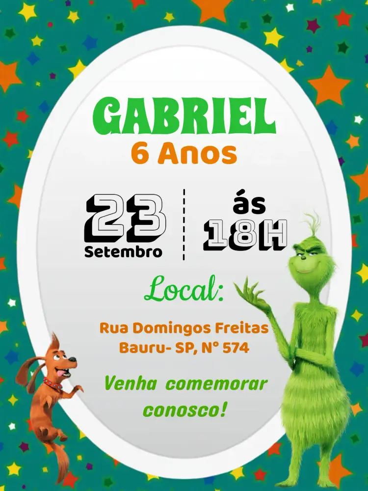 Convite Grinch Laranja