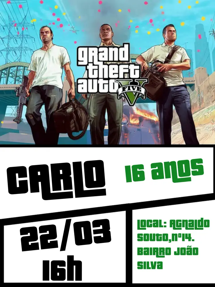 Convite Gta V Branco