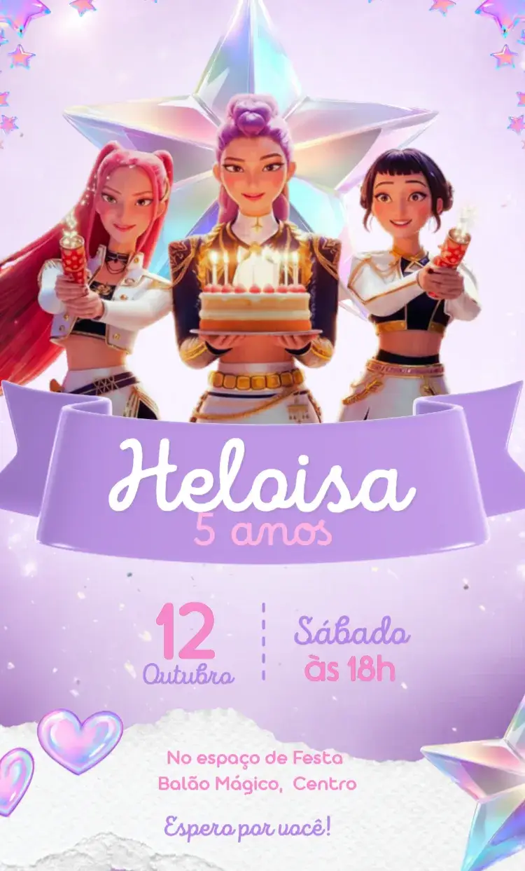 Guerreiras do K-pop convite editável