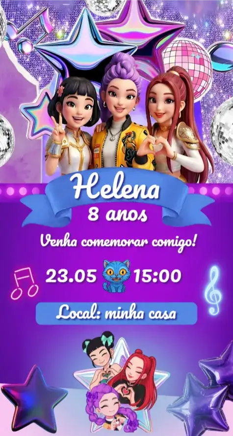 Invitation Kpop Warriors – Birthday theme colorful, modern, fun, youthful, Kpop-inspired