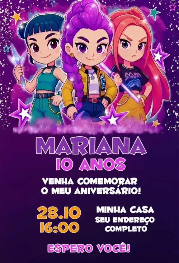 Convite Guerreiras do Kpop HUNTR/X