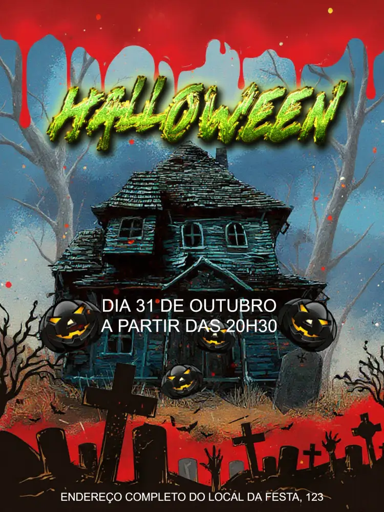 Convite Hallooween Folclore – tema Datas Comemorativas sombrio, fantasia, misterioso, vibrante, folclore, assustador