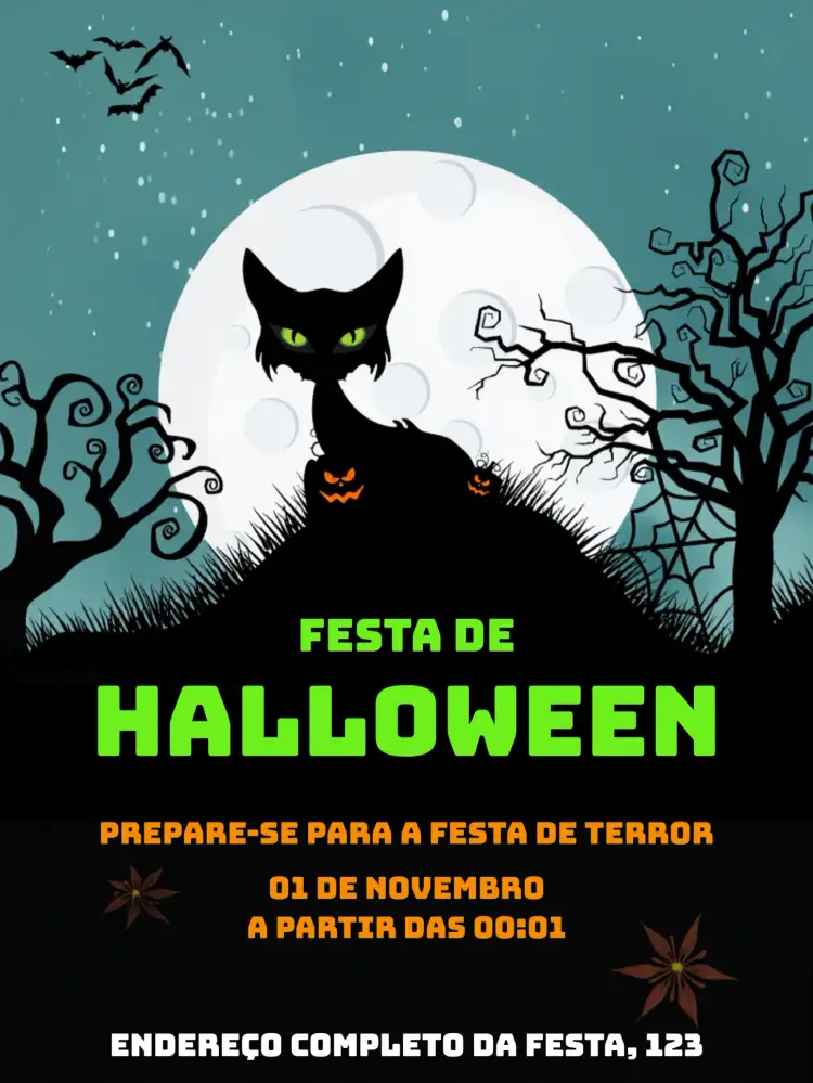Convite Halloween Bruxas – tema Datas Comemorativas escuro, fantasia, mágico, bruxas, outono, divertido