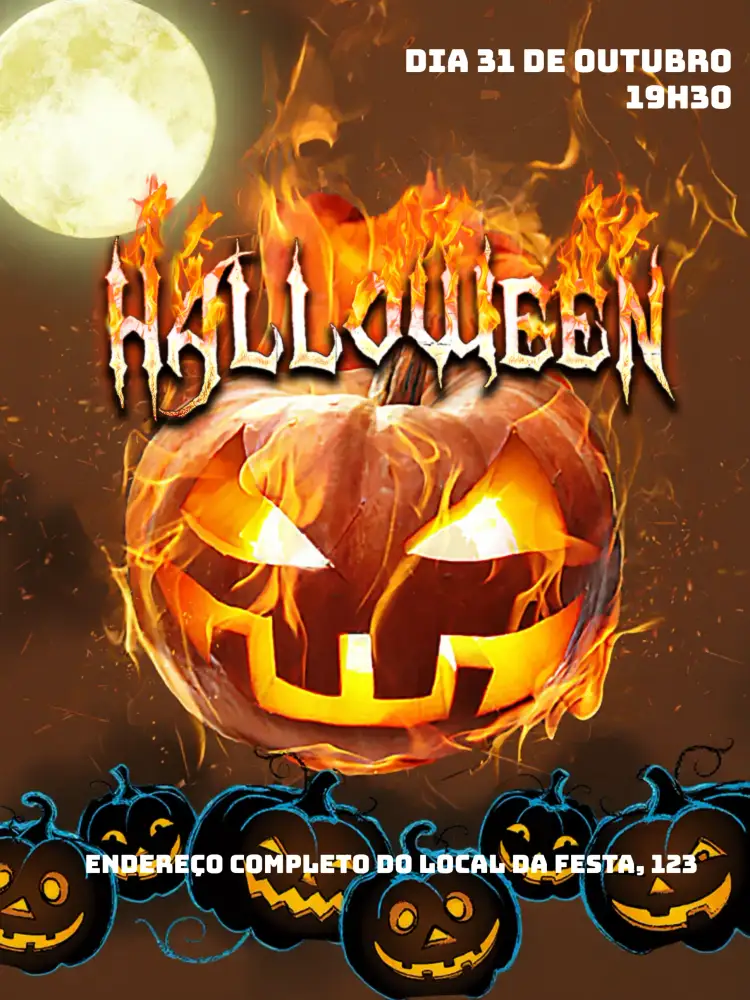 Convite Halloween Caveiras – tema Datas Comemorativas preto, caveiras, abóbora, estilo gótico, elementos festivos, visual sombrio