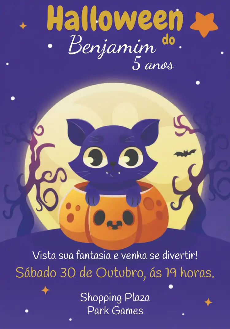 Convite Halloween Fantasia – tema Datas Comemorativas lilás, colorido, temático, divertido, fantasia, mágico