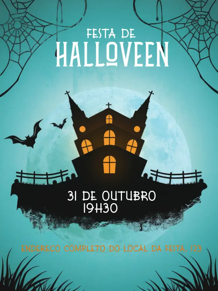Convite Halloween Festa – tema Datas Comemorativas preto, bruxas, castelo, assombrado, temática de Halloween, mistério