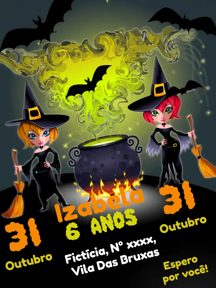 Convite Halloween Laranja – tema Datas Comemorativas laranja, preto, fantasmas, abóboras, divertido, festivo