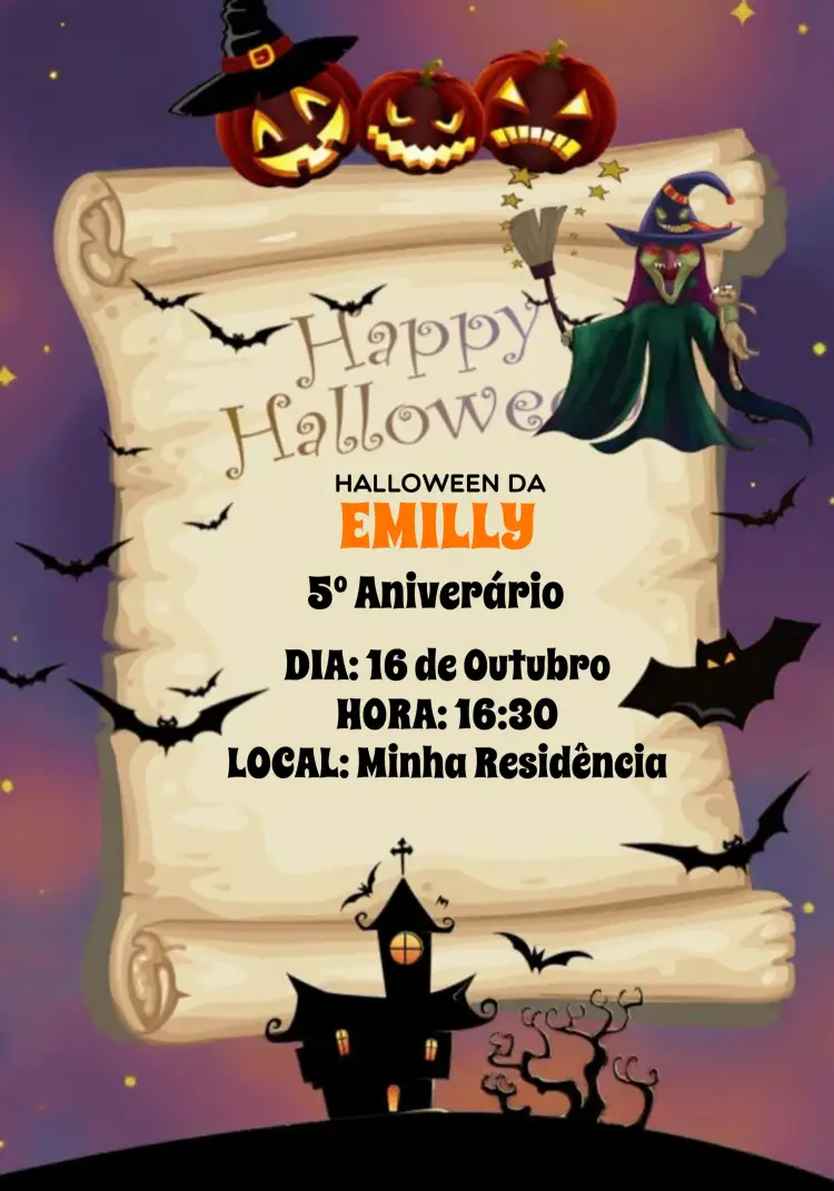 Convite Halloween Preto