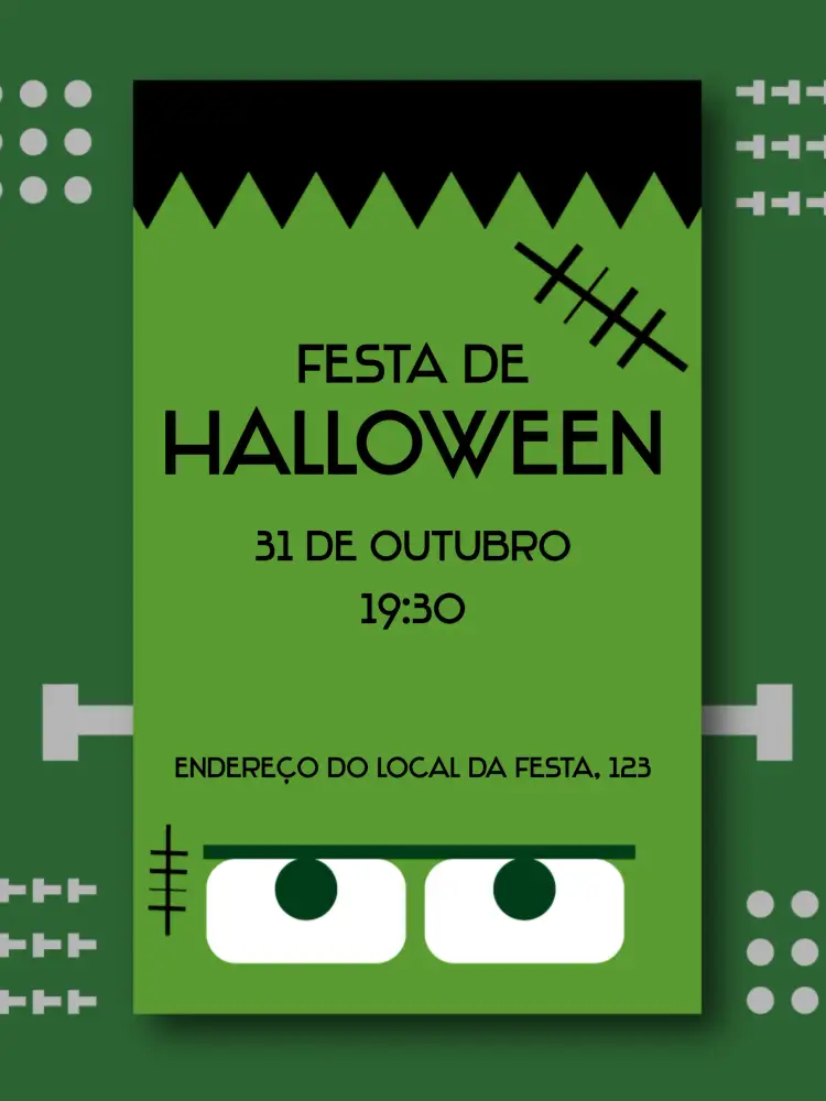 Convite Halloween Verde – tema Datas Comemorativas verde, fantasia, temática, vibrante, ilustrações de Halloween