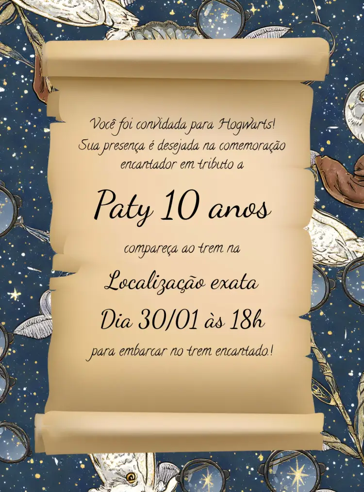 Convite Harry Potter Carta De Hogwarts Expresso