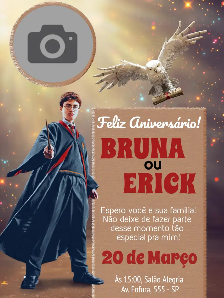 Convite Harry Potter Com Foto Rony