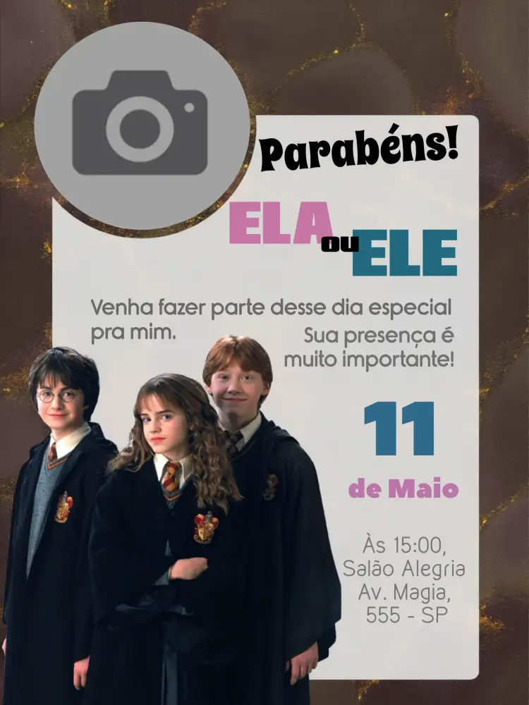 Convite Harry Potter Com Foto Rony