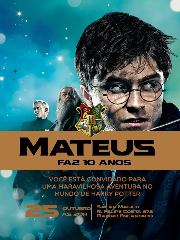 Convite Harry Potter Dumbledore