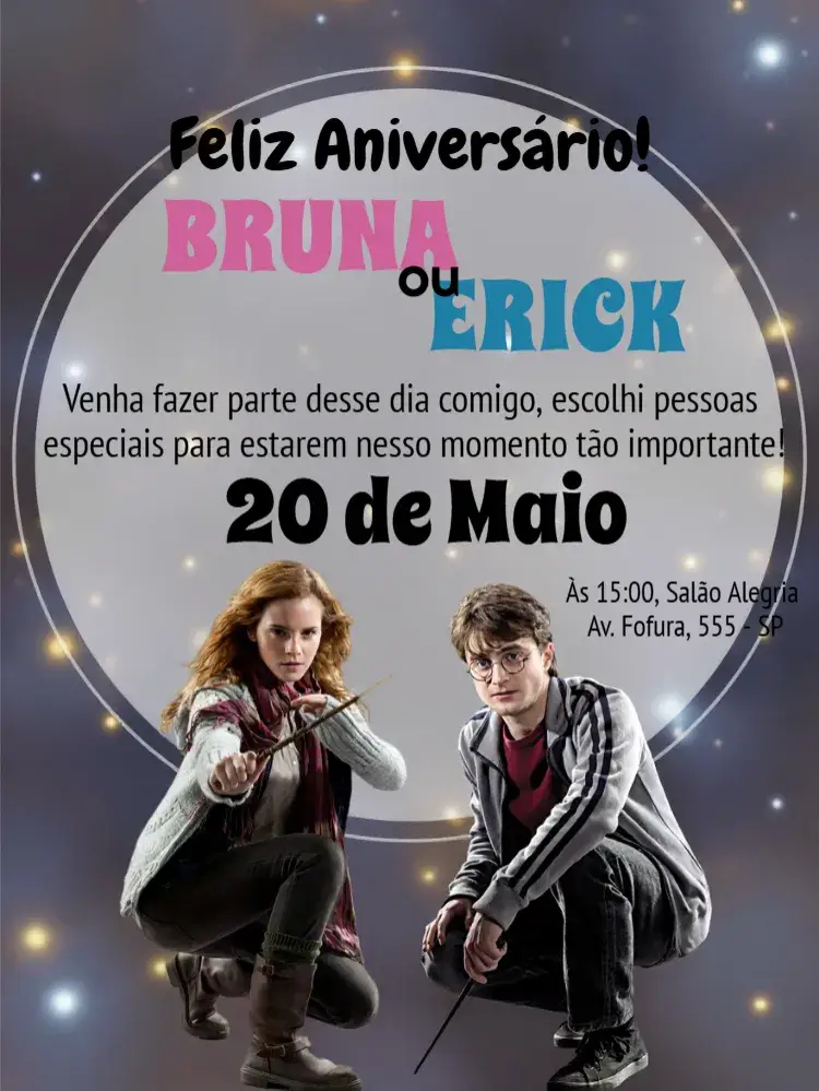 Convite Harry Potter Hp