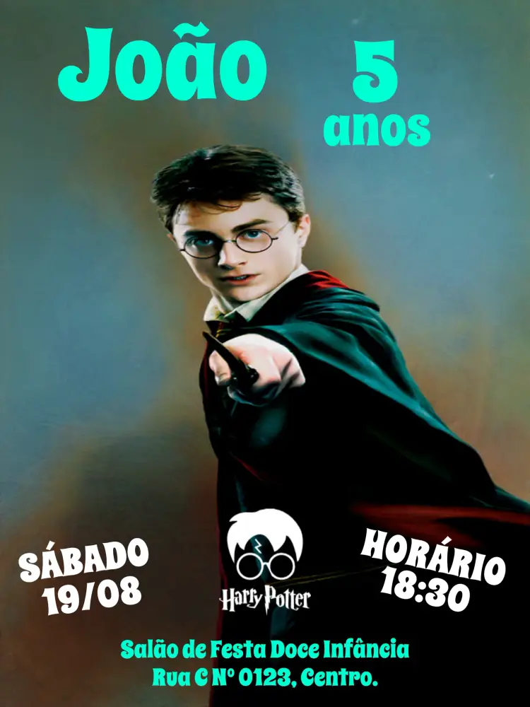 Convite Harry Potter Infantil