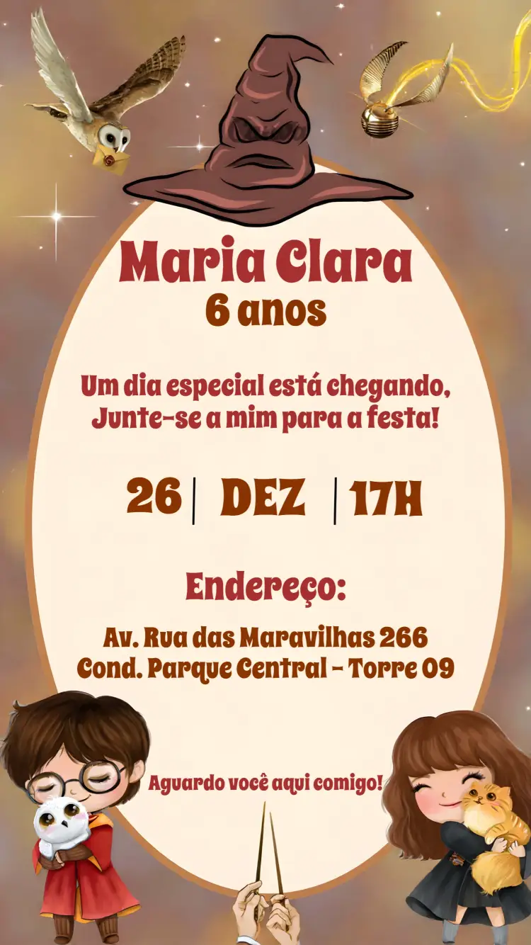 Convite Harry Potter Infantil