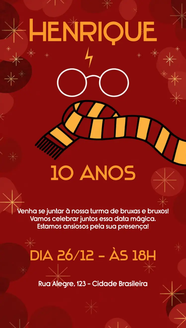 Convite Harry Potter Magia