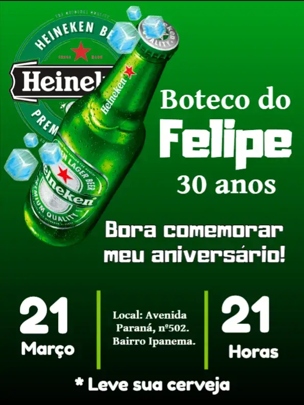Convite Heineken Bebida