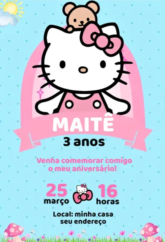 Invite Hello kitty 13 editable and customizable