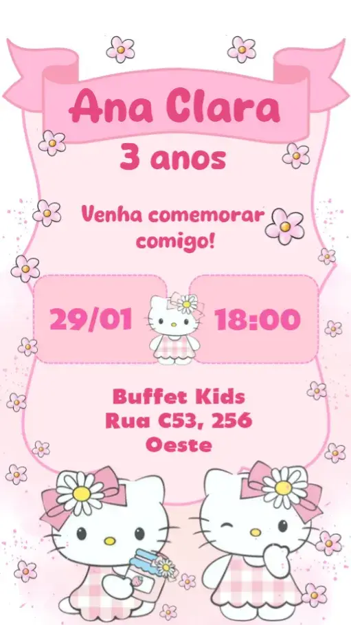 Convite Hello Kitty Aquarela