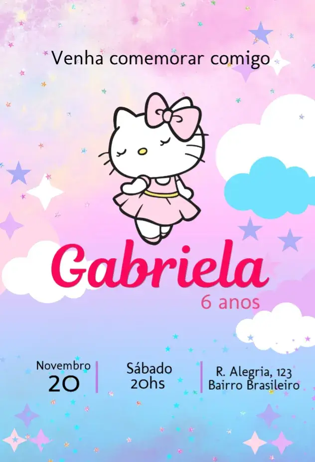 Convite Hello Kitty Bailarina
