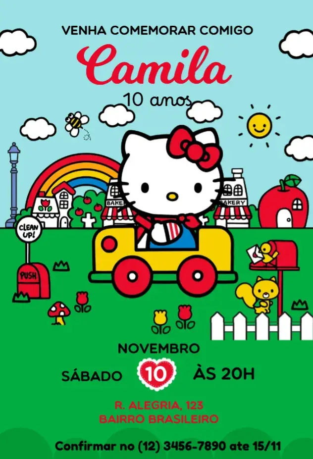 Hello Kitty Car invitation