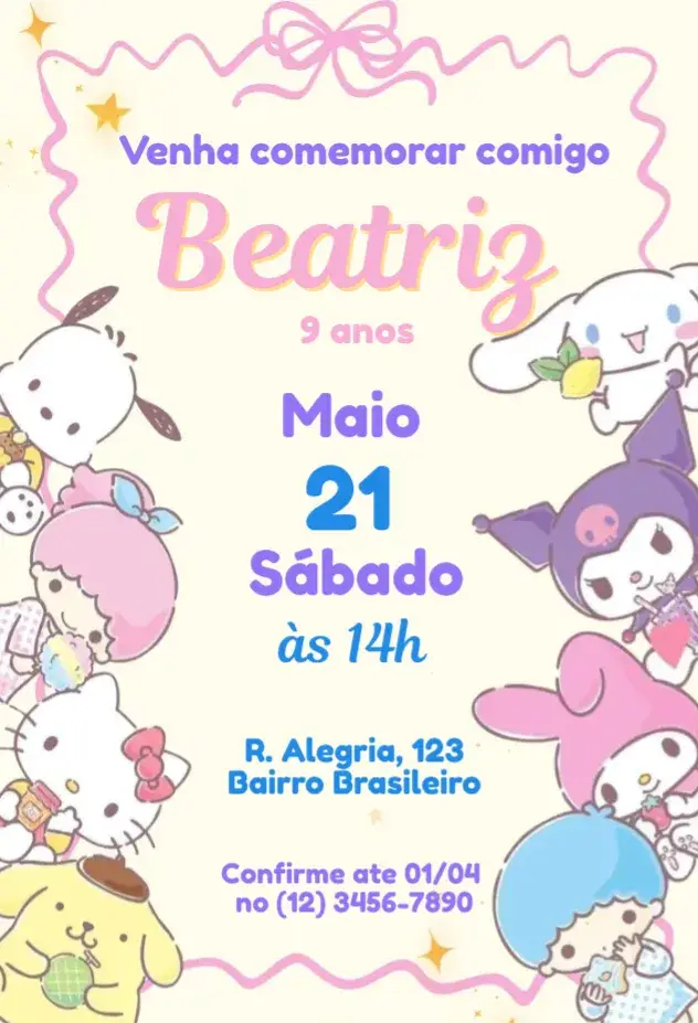 Hello Kitty and Cute Friends invitation
